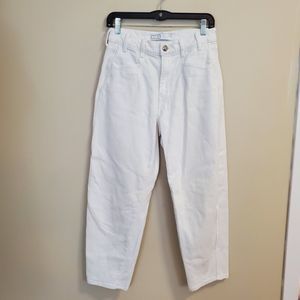 AYR The Beat High Rise Barrel Leg Jeans In White Size 27 Crop Ankle Length